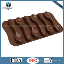 6-Colher de Silicone Chocolate Molde Ice Cube Bandeja com FDA Aprovado Si11
